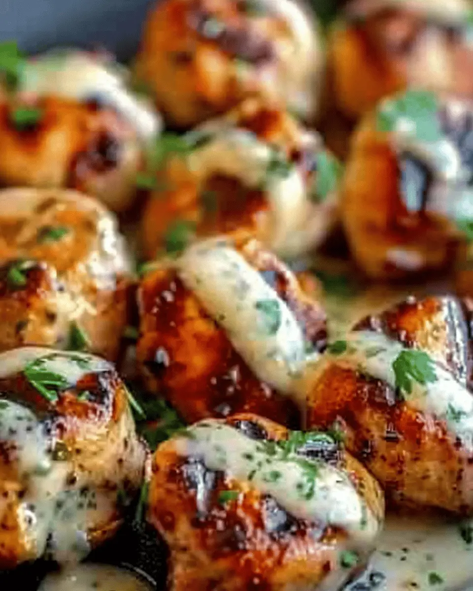 Grilled Chicken Bites: Easy Recipe with Creamy Garlic Sauce