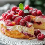 Sweet Sunrise Greek Yogurt Cake with Raspberry & Peach