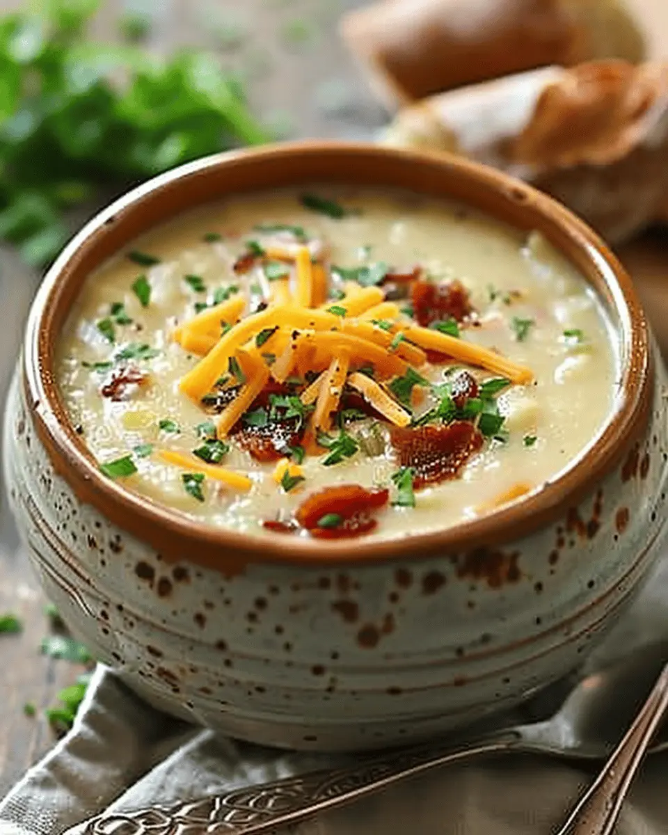 Creamy Loaded Baked Potato Soup Recipe with Turkey Bacon Delight