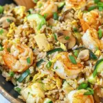 Shrimp Fried Rice With Zucchini and Mushrooms