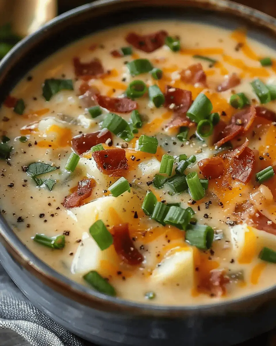 Loaded Baked Potato Soup: Creamy Comfort with Turkey Bacon and Chicken Ham