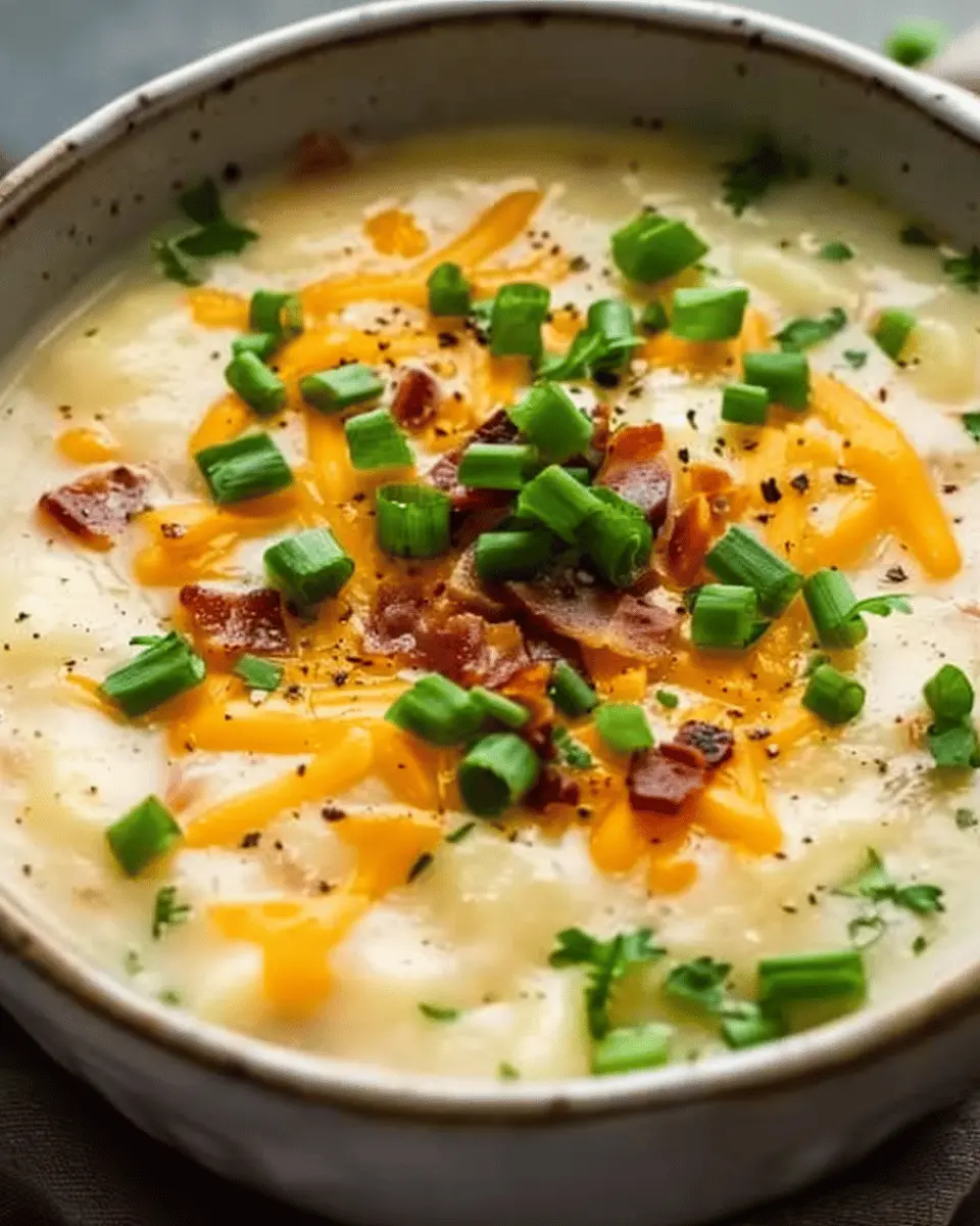 Easy Baked Potato Soup Recipe with Turkey Bacon and Chicken Ham