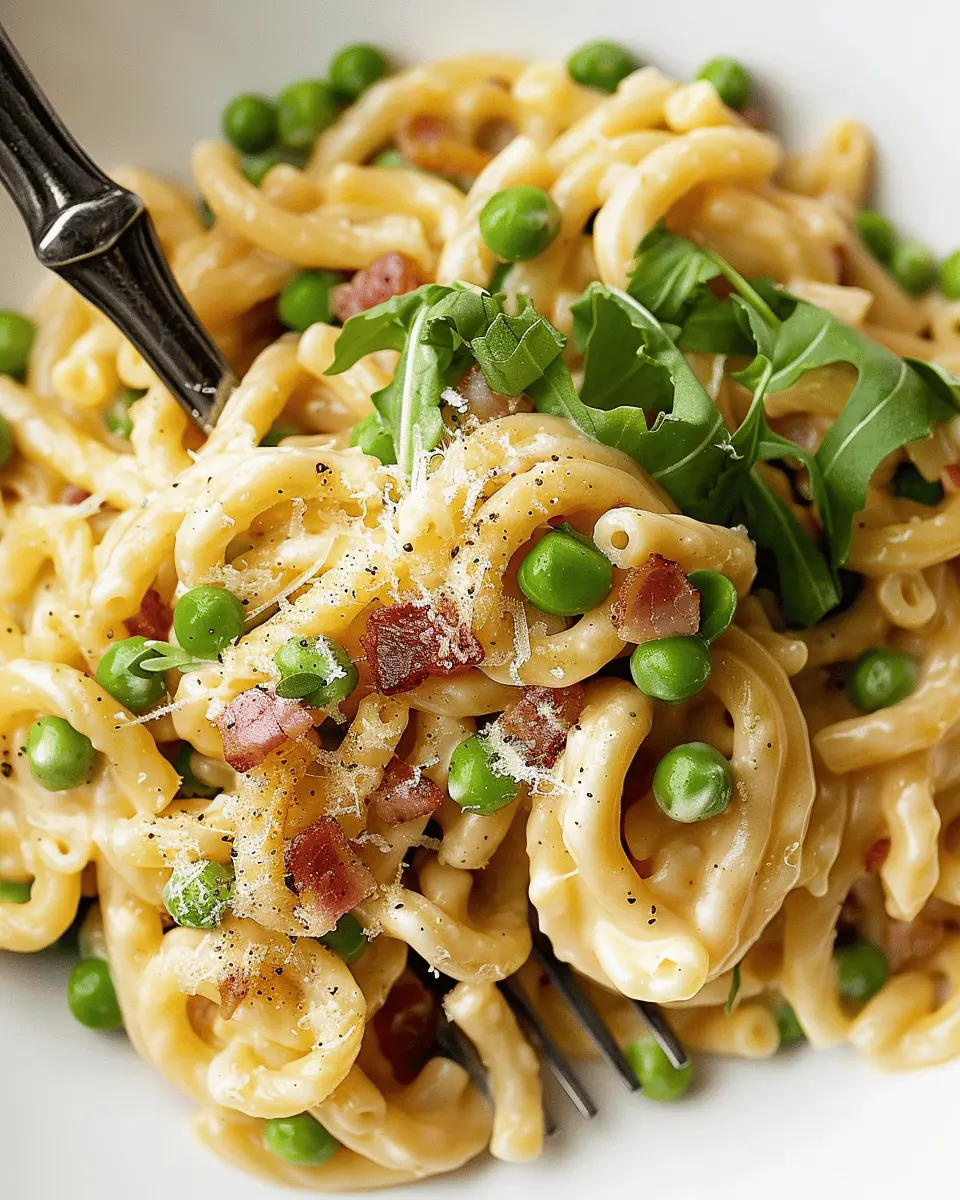 Creamy Pasta with Peas and Pancetta: A Quick and Indulgent Delight