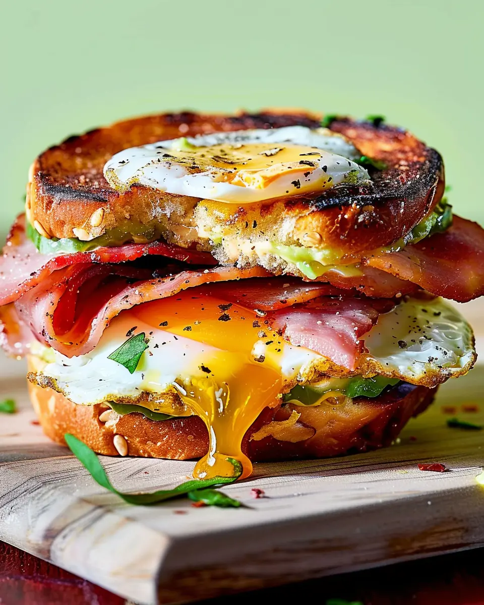 Ham and Egg Breakfast Sandwich: Easy Chicken Ham &amp; Turkey Bacon Delight