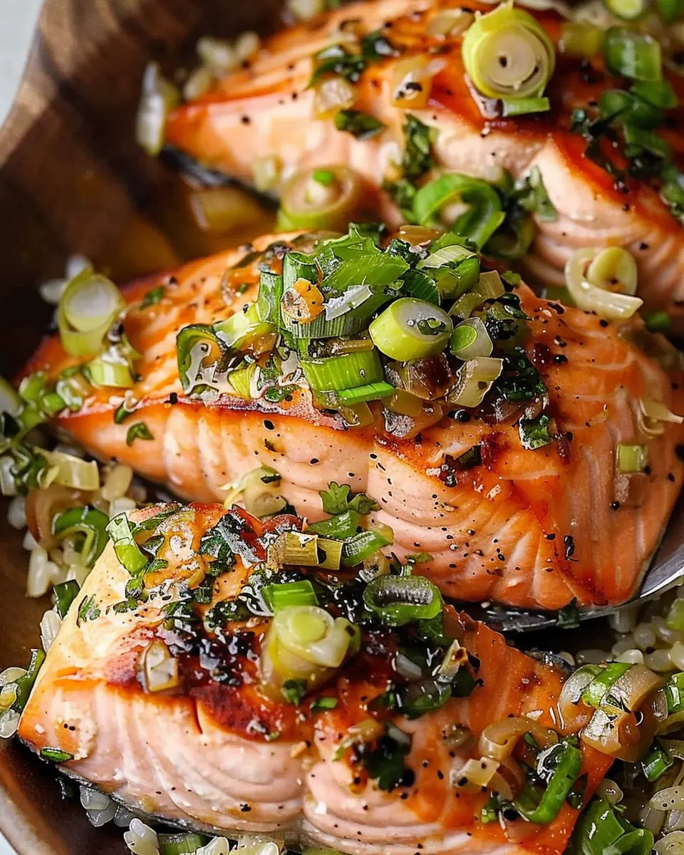 Miso Butter Salmon: Easy Recipe with Sizzled Scallion Salsa Verde