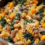 One Pot Butternut Squash Kale and Chicken Sausage Pasta