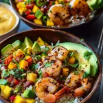Shrimp and Avocado Bowls with Mango Salsa & Lime-Chili Sauce