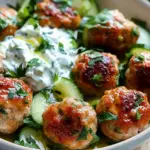 Greek Chicken Meatballs with Homemade Tzatziki
