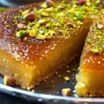 Saffron Pistachio Basbousa