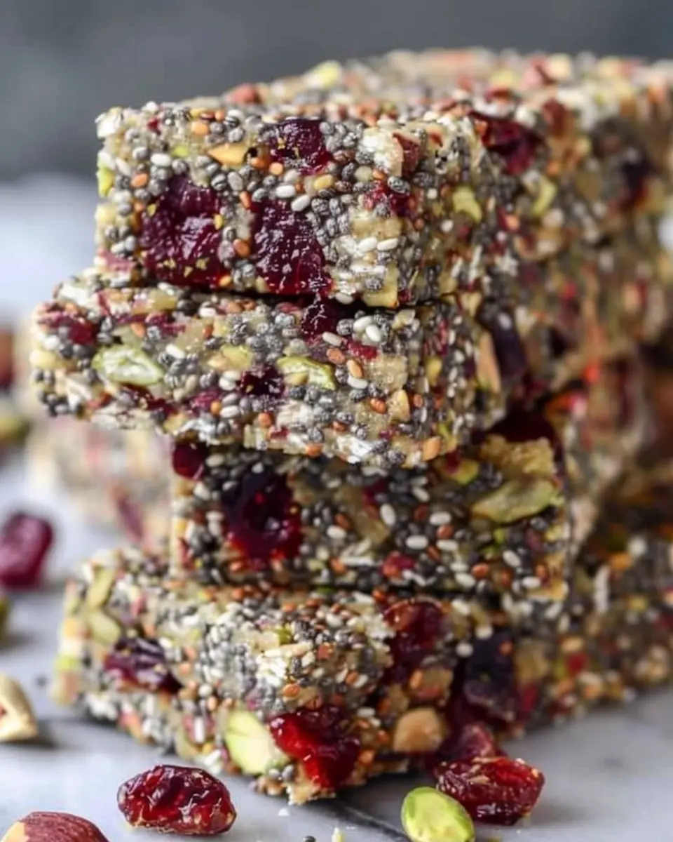 Pistachio Cranberry Chia Bars: Easy No-Bake Snack Delight