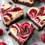 Heart Shaped Brownies (with Raspberry Swirl and Cheesecake Topping)