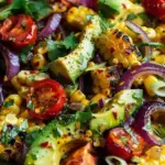Charred Corn Avocado Salad with Roasted Red Onions