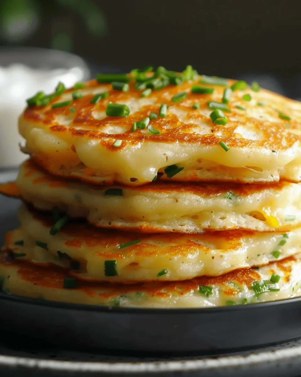 Cheese &amp; Chive Pancakes: Easy Recipe with Turkey Bacon Delight