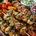 Mediterranean Chicken Skewers with Mezze Tray – Fresh, Flavorful & Easy Dinner