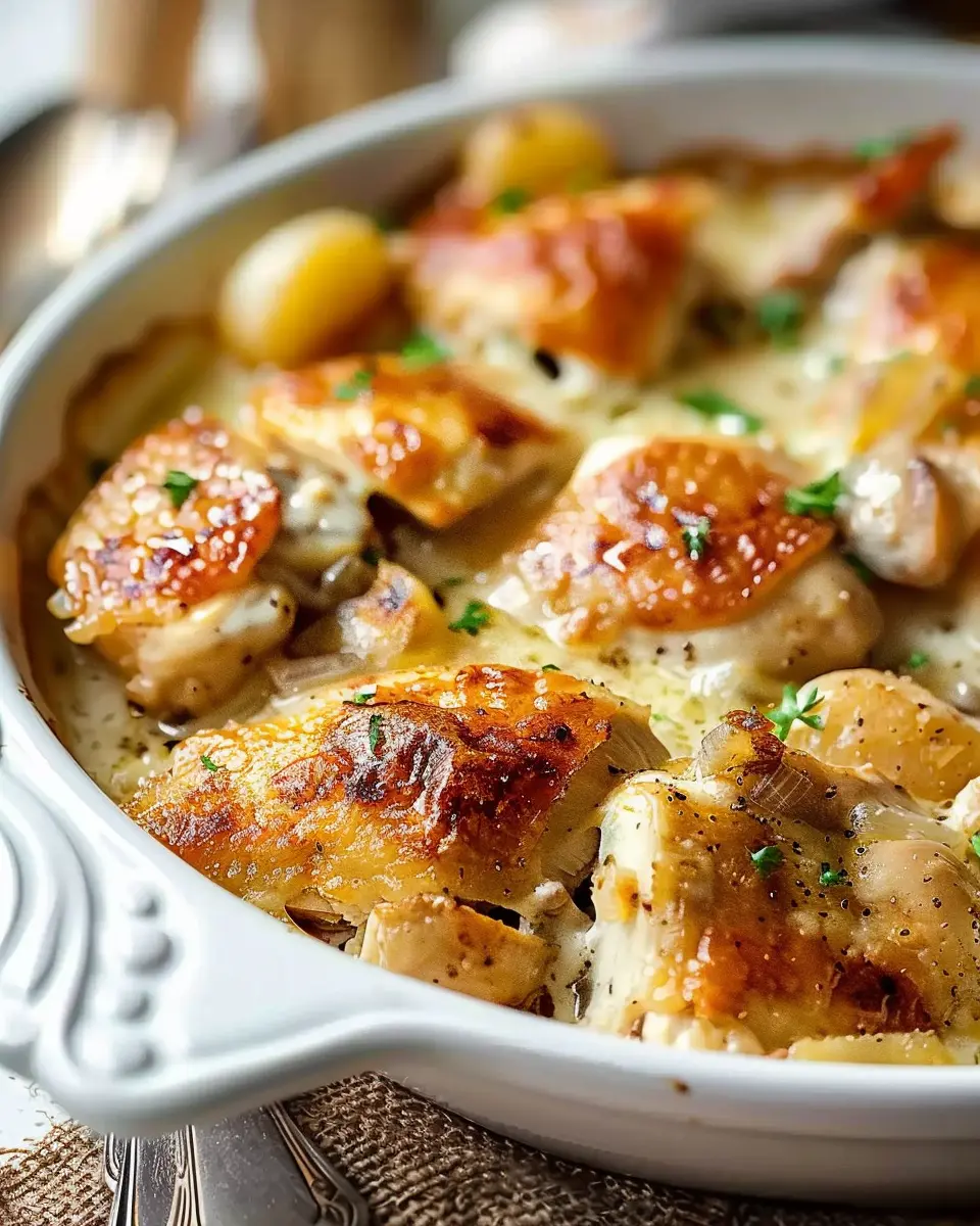 Creamy French Chicken Casserole with Turkey Bacon Delight